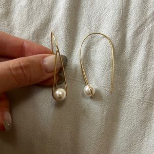 Gold with pearl hooped earrings